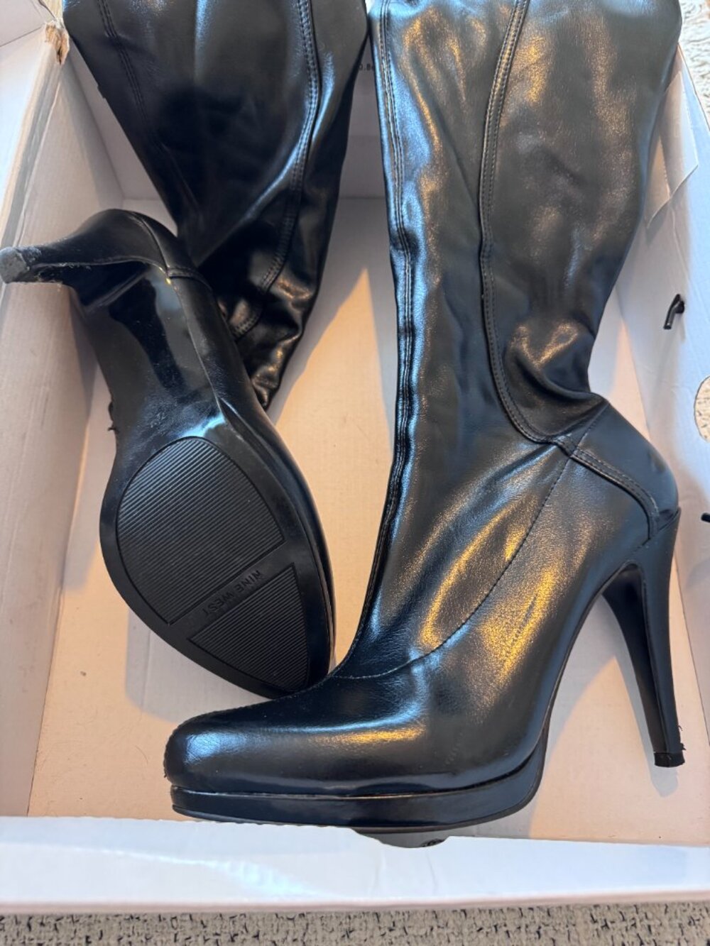 Nine West Women's Riseupo Tall Boots, Black - Size 7.5 - Picture 4 of 6